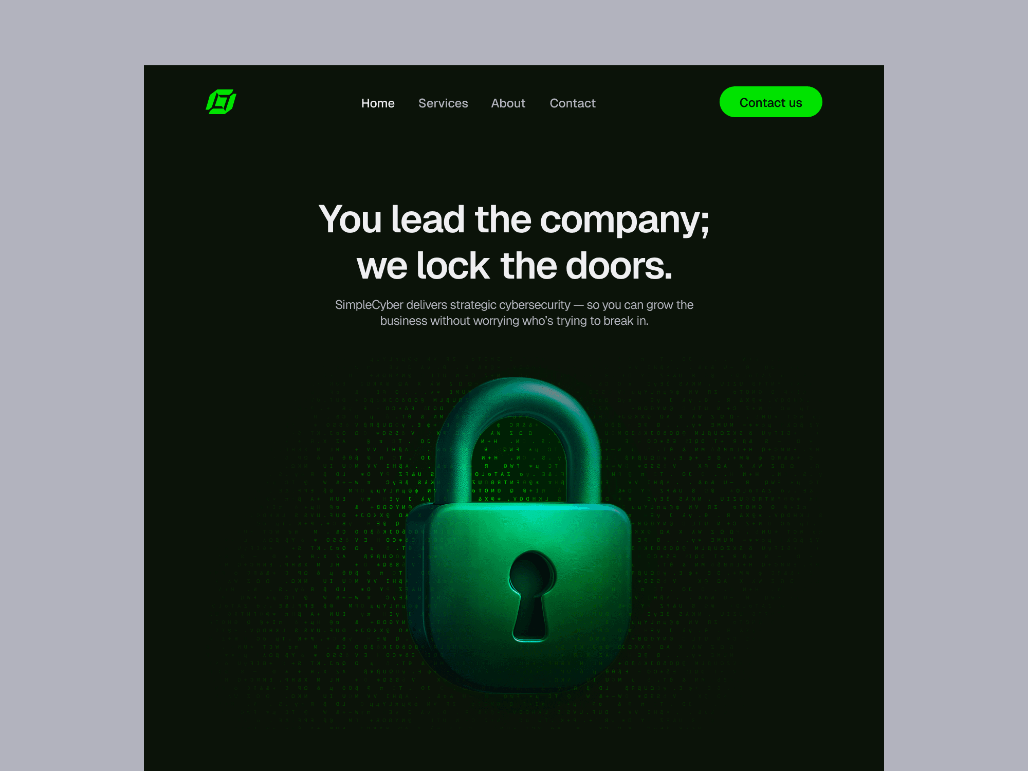 Portfolio project: Cybersecurity agency landing page design - secure SaaS web portfolio